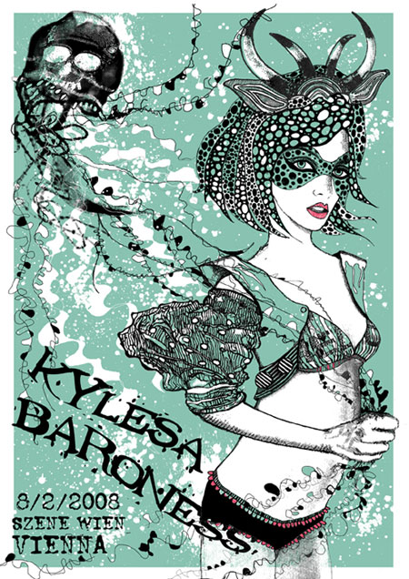 Gigposter for Kylesa/Baroness by Jemma Treweek