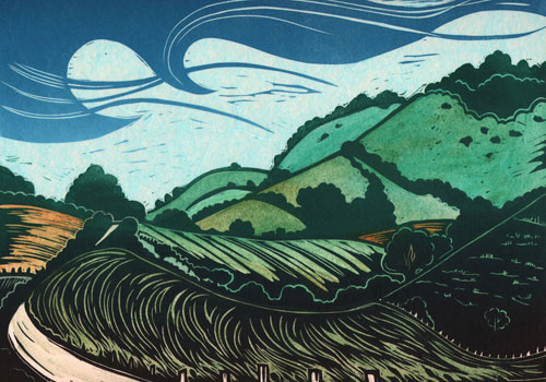 'Tottington' Woodcut by Helen Brown